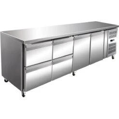 Commercial Refrigerated Counter 2 Doors 4 Drawers Depth 700mm | Adexa 4DRG41V