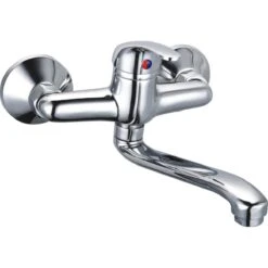 Wall Mounted Mixer Tap With Stainless Steel Spout Single Lever Chrome | Adexa 60128000