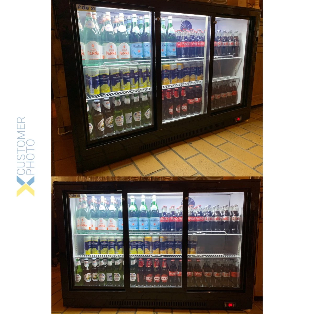 Back Bar Cooler 3 Sliding Doors 300 Litres Black | Adexa BC03PS - Image 2