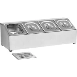 Commercial Condiment Holder Including 4xGN1/6 Pans & Lids | Adexa CHD04A