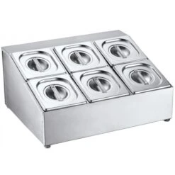 Commercial Condiment Holder Including 6xGN1/6 Pans & Lids | Adexa CHD06B