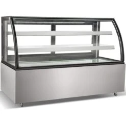 Cake Counter Curved Front 1800x730x1200mm 2 Shelves Stainless Steel Base LED | Adexa GN1800CF2
