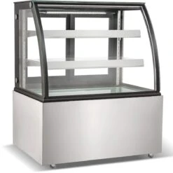 Cake Counter Curved Front 1000x700x1200mm 2 Shelves Stainless Steel Base LED | Adexa GN1000CF2