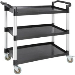 Professional Utility Trolley Multi-purpose 3 Tier Black 1070x500x990mm | Adexa JYXUC407BLACK