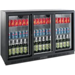 Back Bar Cooler 3 Sliding Doors 300 Litres Black | Adexa BC03PS