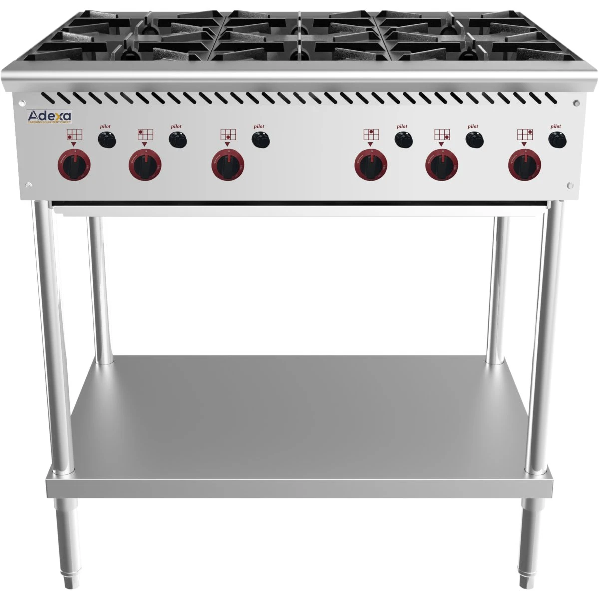 Commercial Gas Boiling Top 6 Burner Freestanding 915mm Width | Adexa MGB36MF