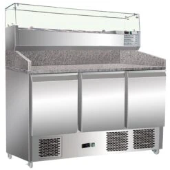 Pizza Counter 3 Doors Refrigerated Counter Top Display 6xGN1/4 Depth 700mm | Adexa PZ14+PT14