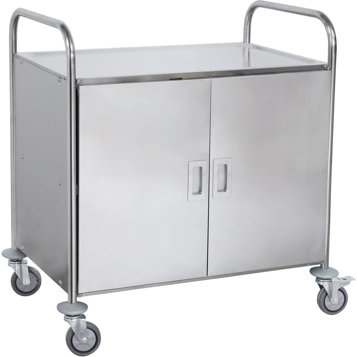 Commercial Serving/Service/Clearing Trolley With Cabinet & Doors Stainless Steel 3 Tier 860x540x940mm | Adexa RST3AD