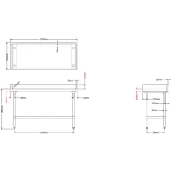 Bakery Work Table Wood Top 3 Sides Upstand 1200x600x900mm | Adexa RWTG600X1200100BSOB