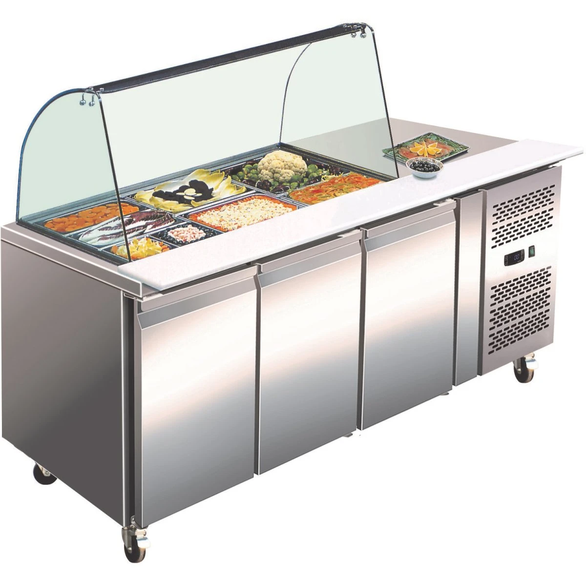 Saladette Prep Counter Glass Top 1795x700x1365mm 3 Doors | Adexa SAL31 3 Saladette Prep Counter Glass Top 1795x700x1365mm 3 Doors | Adexa SAL31