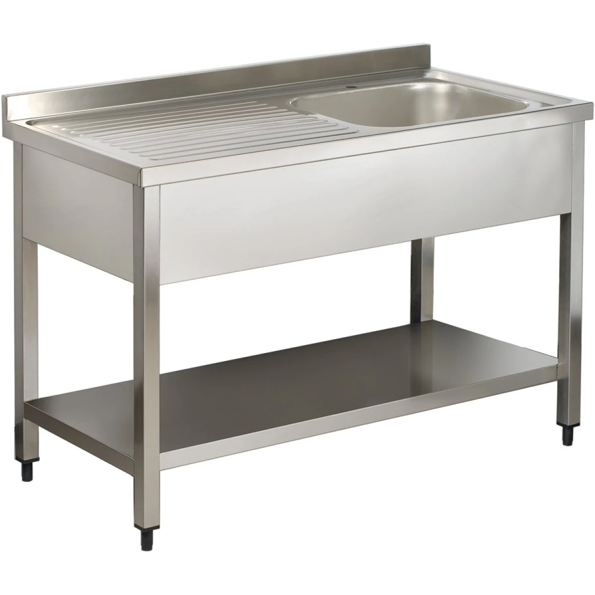 Commercial Sink Stainless Steel 1 Bowl Right Bottom Shelf Splashback 1200mm Depth 600mm | Adexa THSTR126BR1