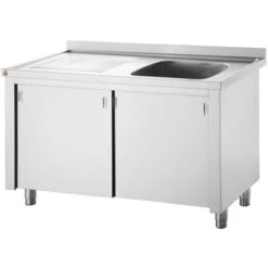 Commercial Sink With Cupboard Stainless Steel 1 Bowl Right Splashback Width 1200mm Depth 700mm | Adexa THSSR127BR1