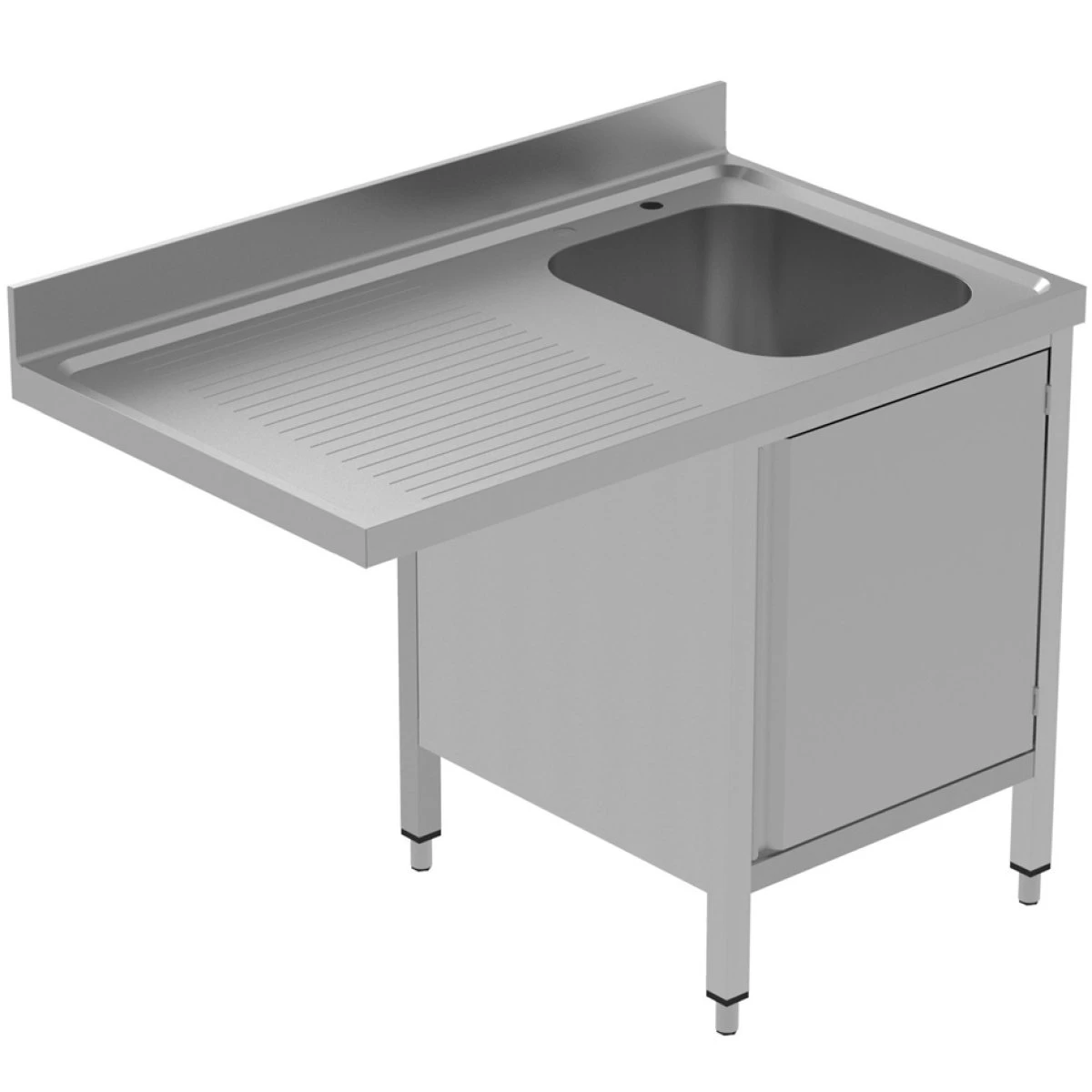 Commercial Sink For Dishwashers With Cupboard 1 Bowl Right Splashback 1200mm Depth 600mm | Adexa VSCH126RBS - Image 2
