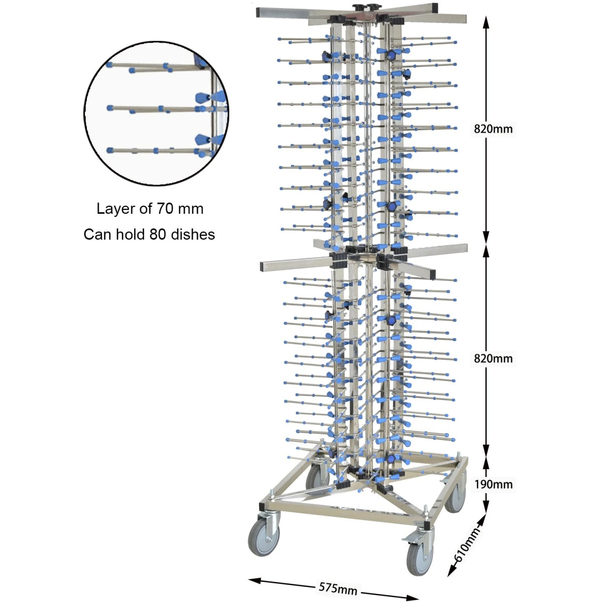 Commercial Plate Trolley Stainless Steel 80 Plates 600x575x1760mm | Adexa WHX1350 - Image 2