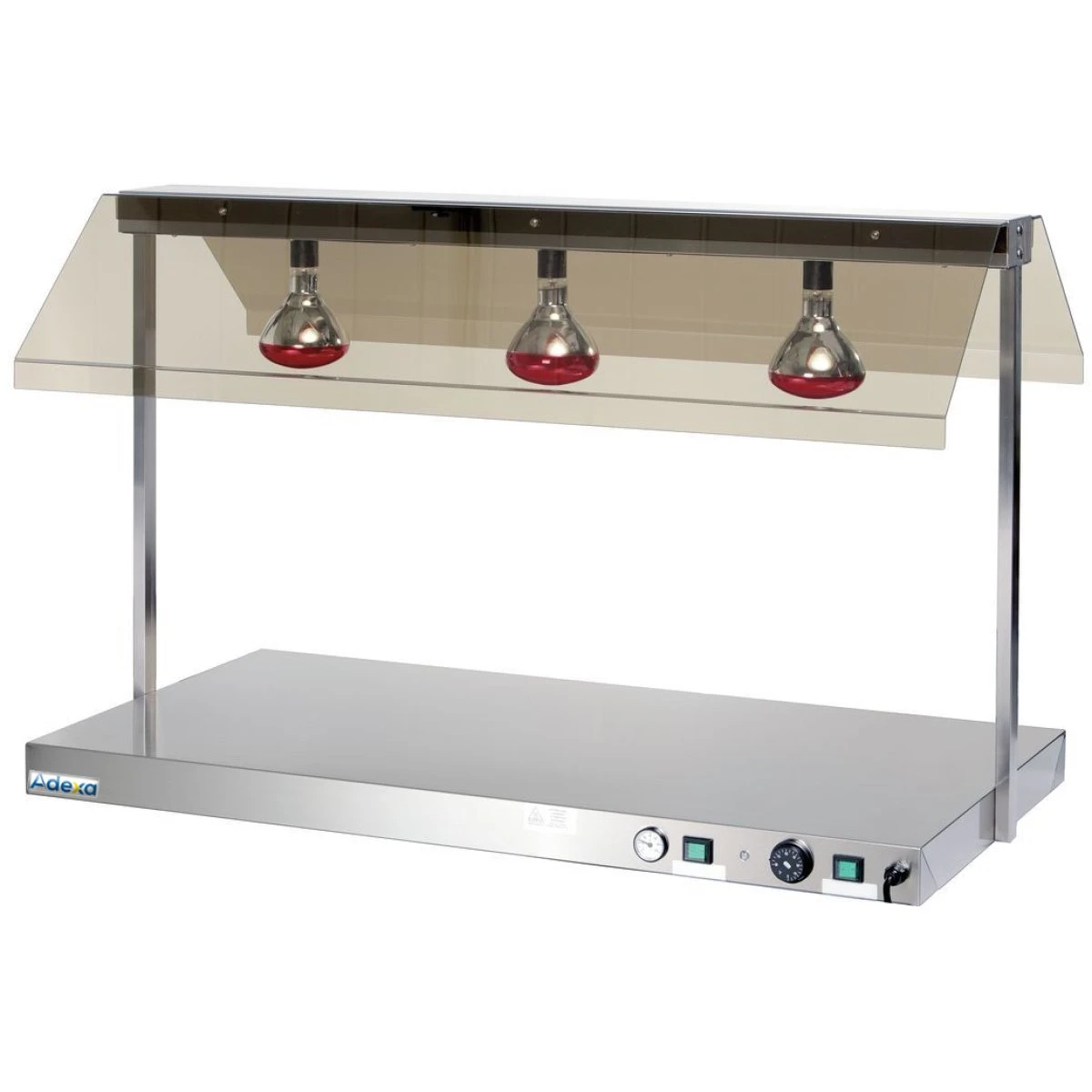 Buffet Food Warmer With Gantry Stainless Steel 3 Infrared Lamps Sneeze Guards 3xGN1/1 | Adexa WM3F