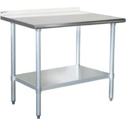 Commercial Work Table Stainless Steel Rear Upstand Bottom Shelf 750x600x900mm | Adexa WTG600X75050R