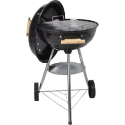 Black Enamel Kettle BBQ Charcoal Grill With Wooden Handles 85cm | Adexa YH22018C